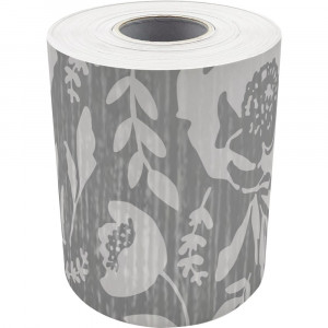Classroom Cottage Gray Floral Straight Rolled Border Trim - TCR9165 | Teacher Created Resources | Deco: Border Trim, Rolled