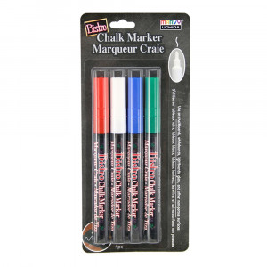 Bistro Chalk Markers, Fine Tip, 4-Color Set, Red, Green, Blue, White - UCH4824E | Uchida Of America, Corp | Markers