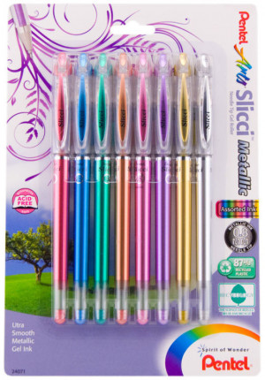 Pentel Arts Slicci Metallic 8 Color Pen Set - BG208BP8M 