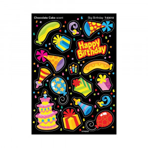 T-83018 - Big Birthday Chocolate Cake Stinky Stickers Mixed Shapes in Stickers