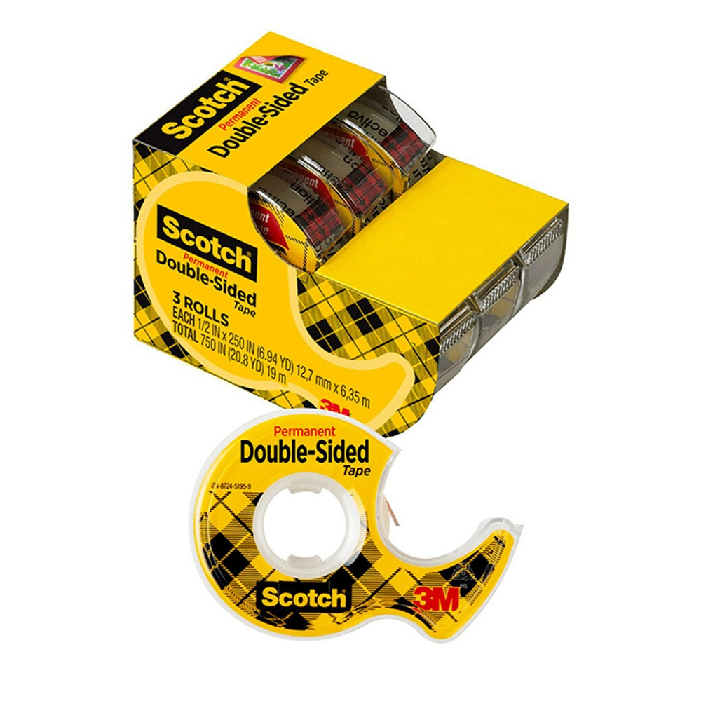 Double Sided Tape Refill Rolls, 6 Count With Desktop Dispenser