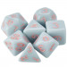 Set of 7 Dice - Winter's Dawn - Solid Blue with Pink Paint