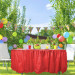 14-foot Red Reusable Plastic Table Skirt, Extends up to 20ft