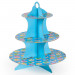 Blue 3 Tier Cupcake Stand, 14in Tall by 12in Wide