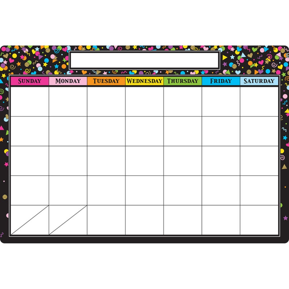 Smart Poly Chart Black Confetti Calendar, 13" x 19" ASH91088 Ashley