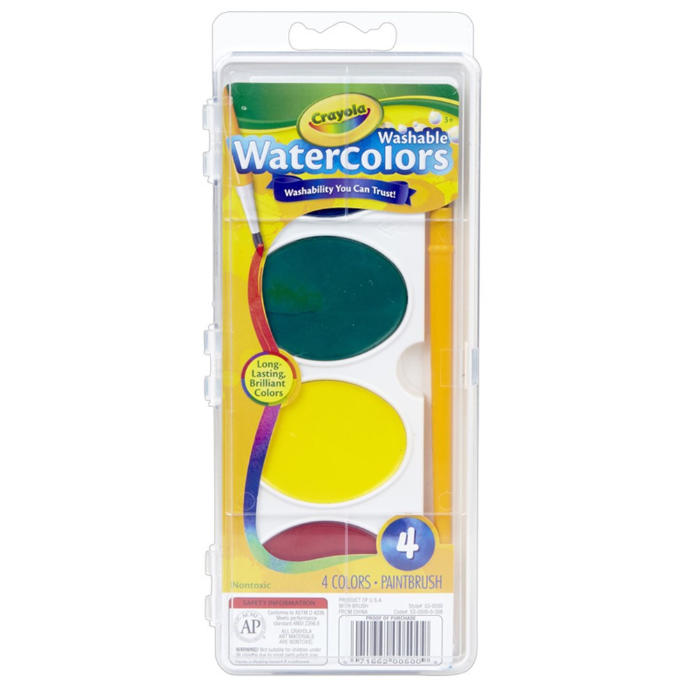 Crayola Watercolor Refill Set, 4 Assorted Colors/Tray, 12 Trays