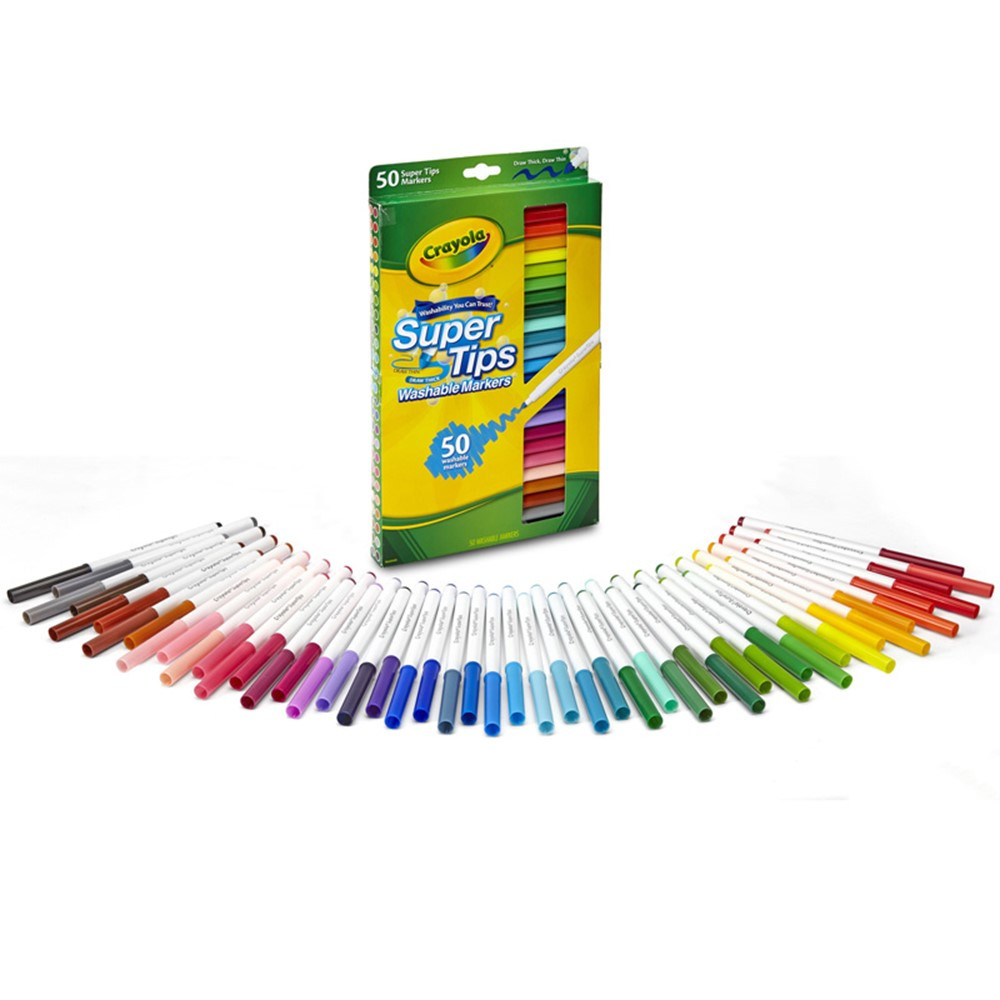 Crayola Super Tips Washable Markers Pack Of 50 Bin585050 Crayola Llc Markers