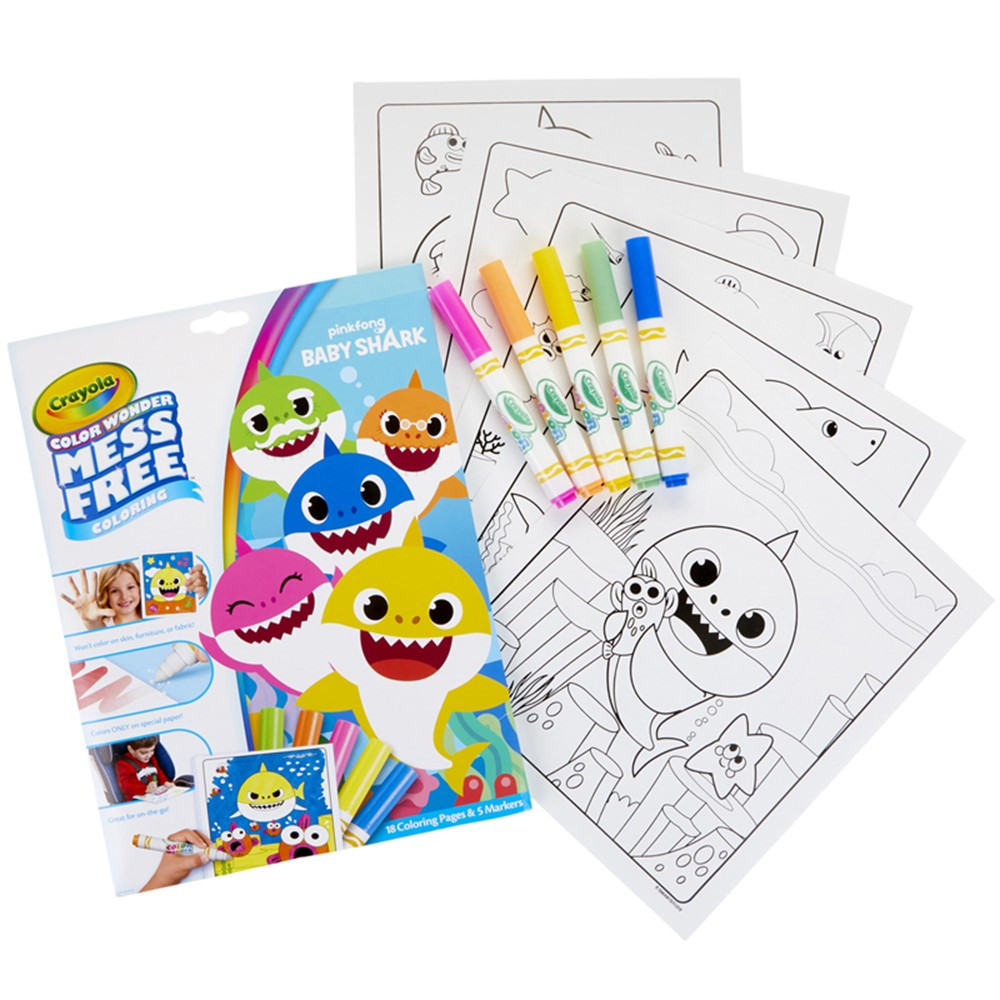 Color Wonder Mess Free Coloring Pad & Markers, Baby Shark - BIN757103