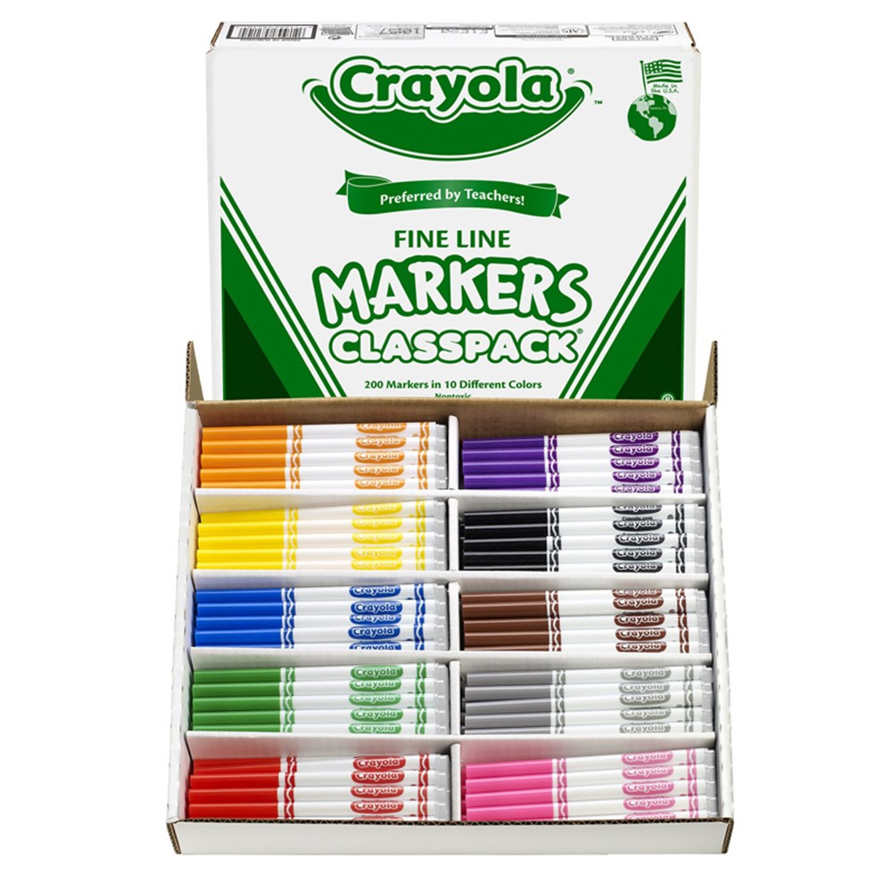 Crayola Classic Markers 10 Ct Fine Line Long Lasting Brilliant