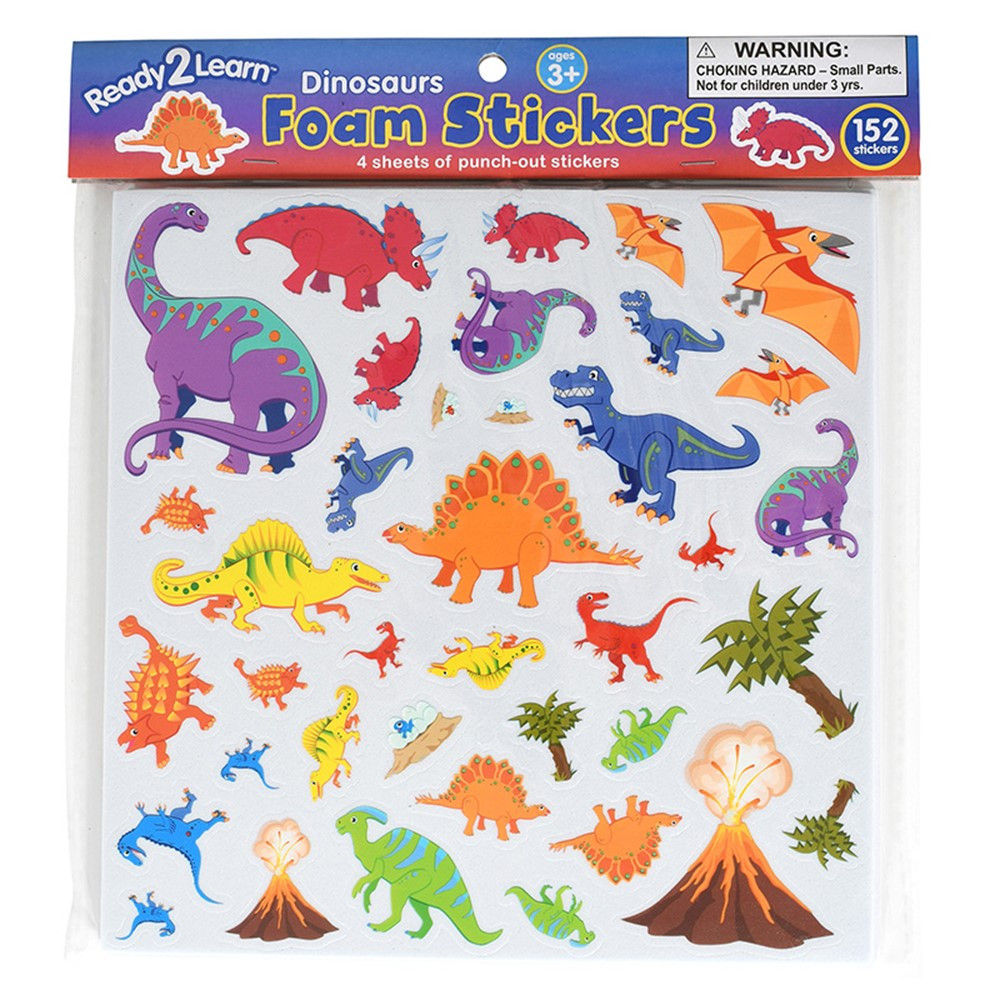 Baker Ross Dinosaur Foam Stickers (Pack of 120) Dino Themed Puffy Scrapbook Stickers in Fun Foam Shapes