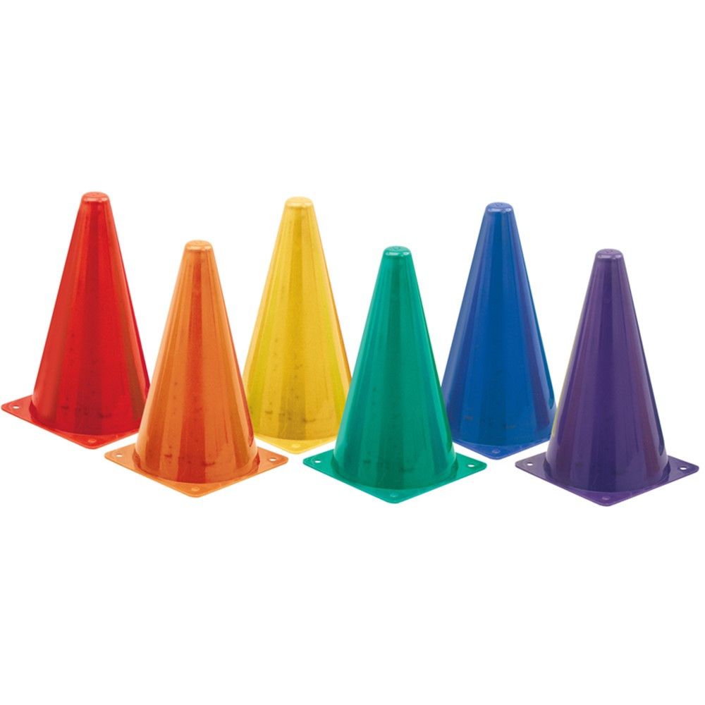 High Visibility Plastic Cone Set, Assorted Fluorescent Colors, Set of 6 -  CHSTC9SET, Champion Sports