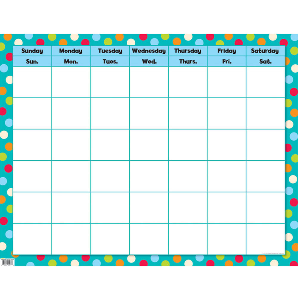 Dots on Turquoise Calendar Poster Chart CTP0977 Creative Teaching