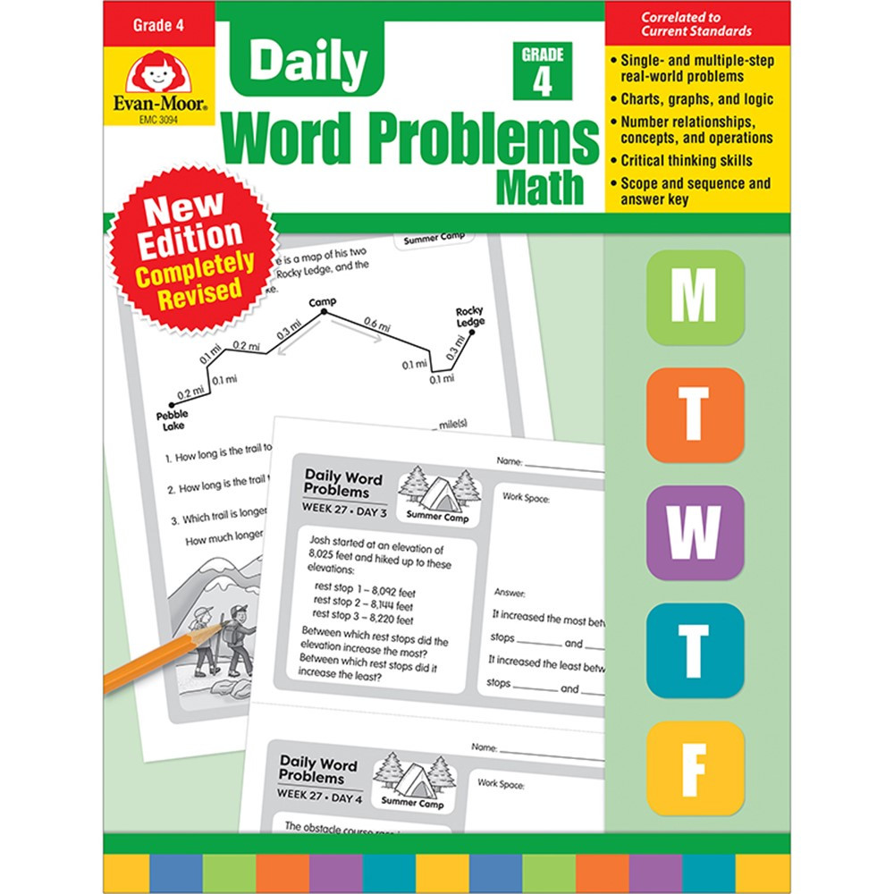 Daily Word Problems Math, Grade 4 - Emc3094 | Evan-Moor | Activity Books