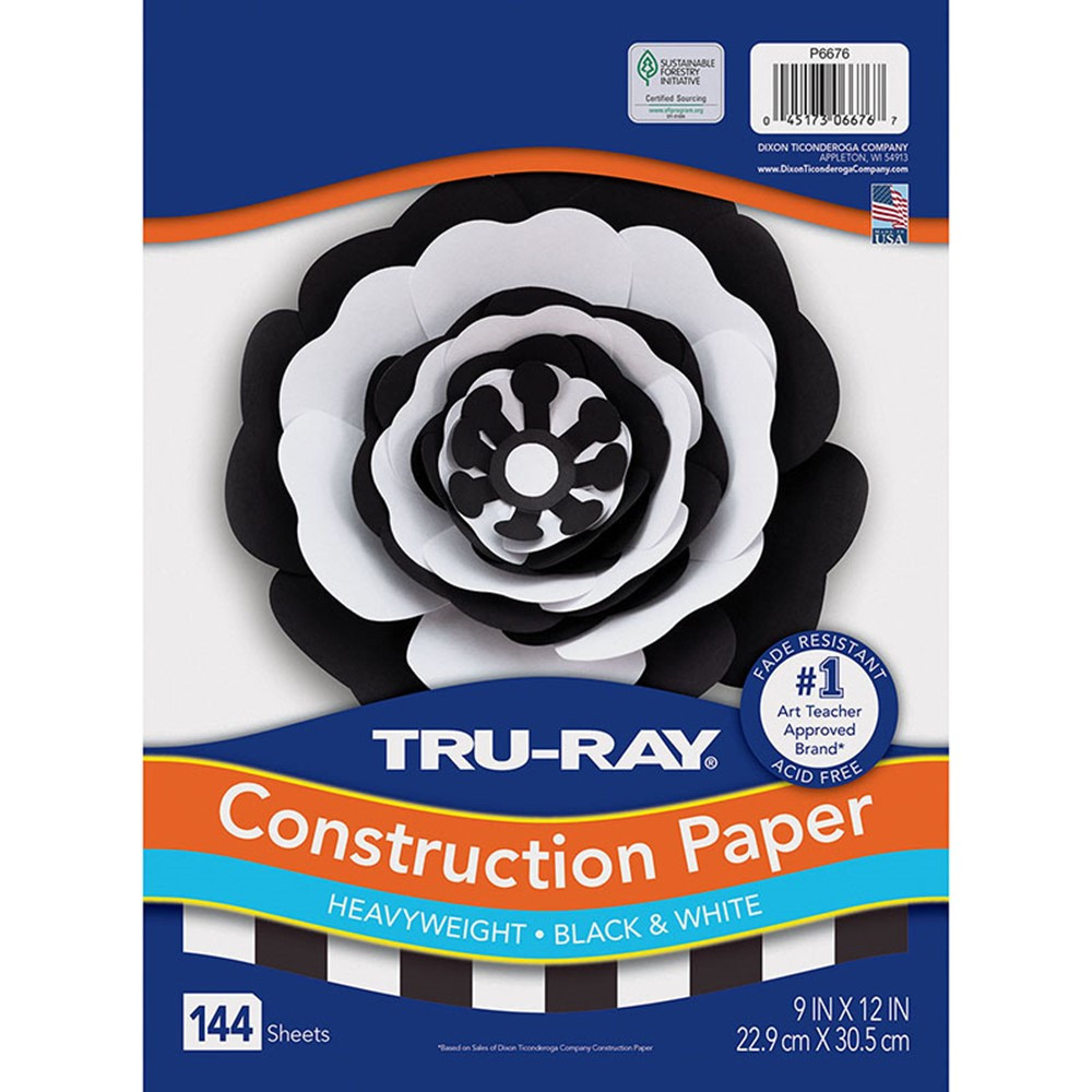 Premium Construction Paper, Black & White, 9 x 12, 144 Sheets