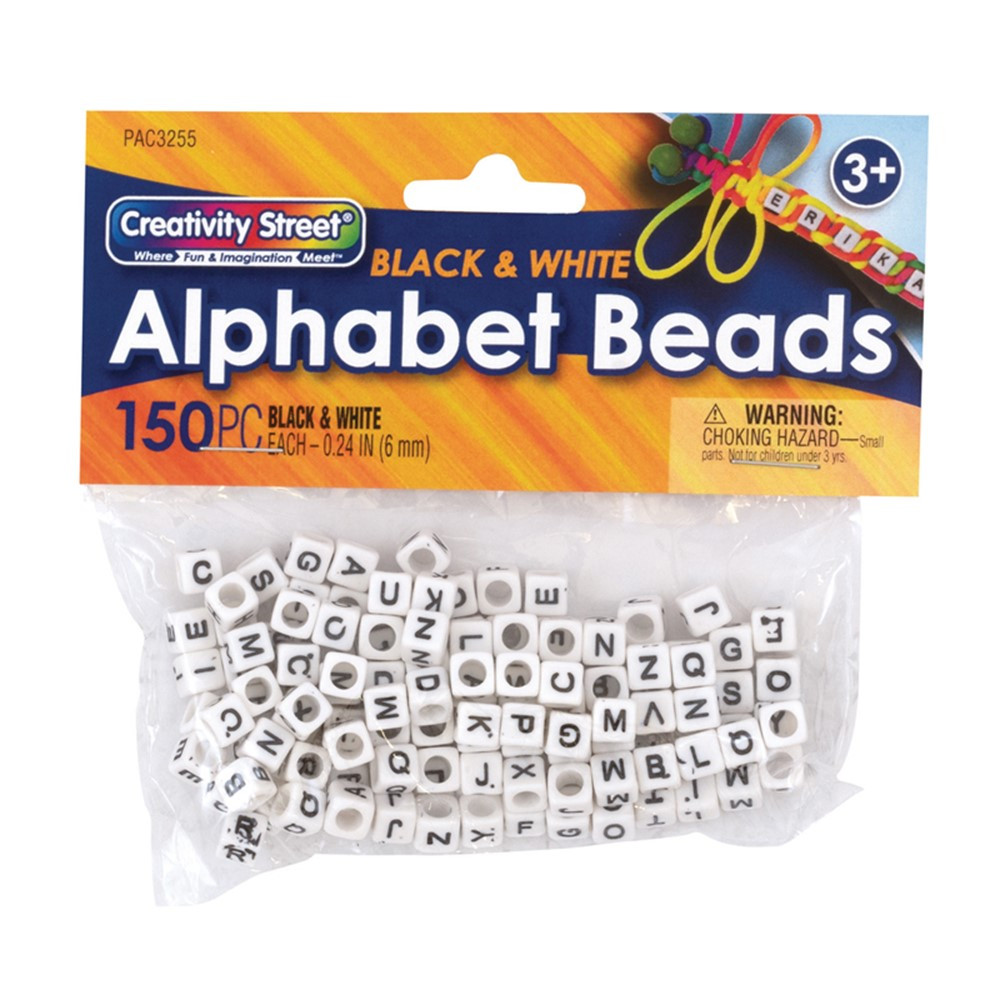 Alphabet Beads, Black & White, 6 mm, 150 Count - PACAC3255, Dixon  Ticonderoga Co - Pacon