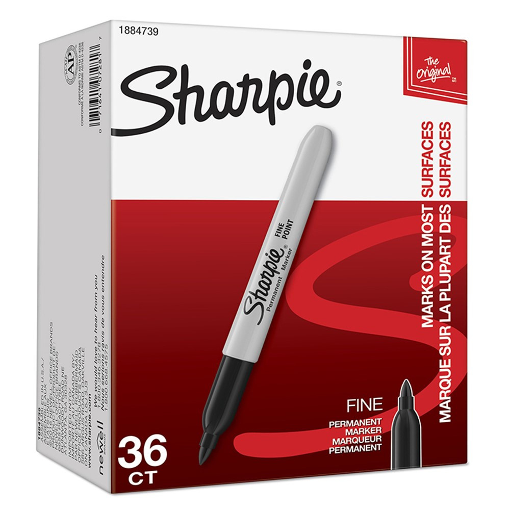Sharpie Permanent Markers, Fine Point, Black, 2 Boxes of 12 Total of 24 Markers
