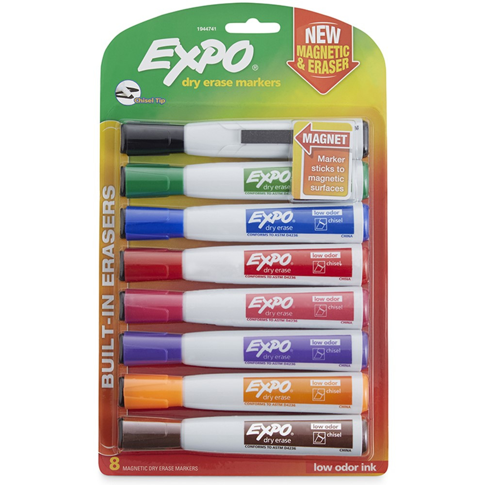 Expo Magnetic Dry Erase Marker - Chisel Tip - Assorted - 8 Pack