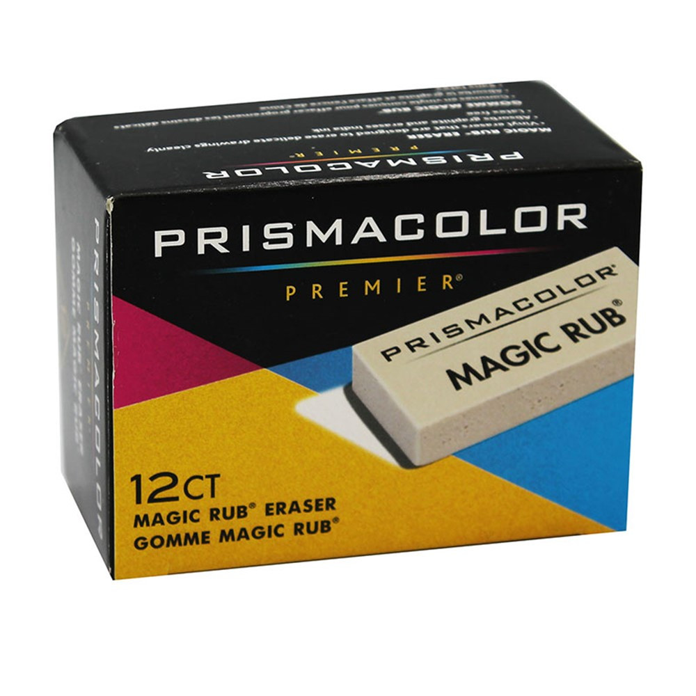 Magic Rub Eraser, for Pencil/Ink Marks, Rectangular Block, Medium, Off White, Dozen | Bundle of 2 Dozen