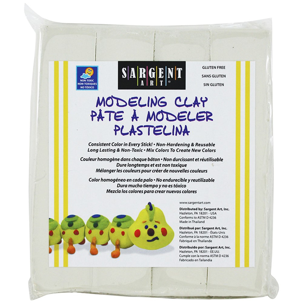 Sargent Art Plastilina Non-Hardening Modeling Clay, White 2 lbs., 3 Packs