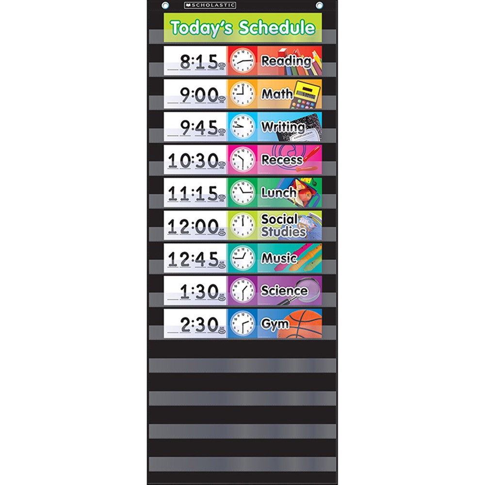 Daily Schedule Pocket Chart with Cards, Black SC583865 Scholastic