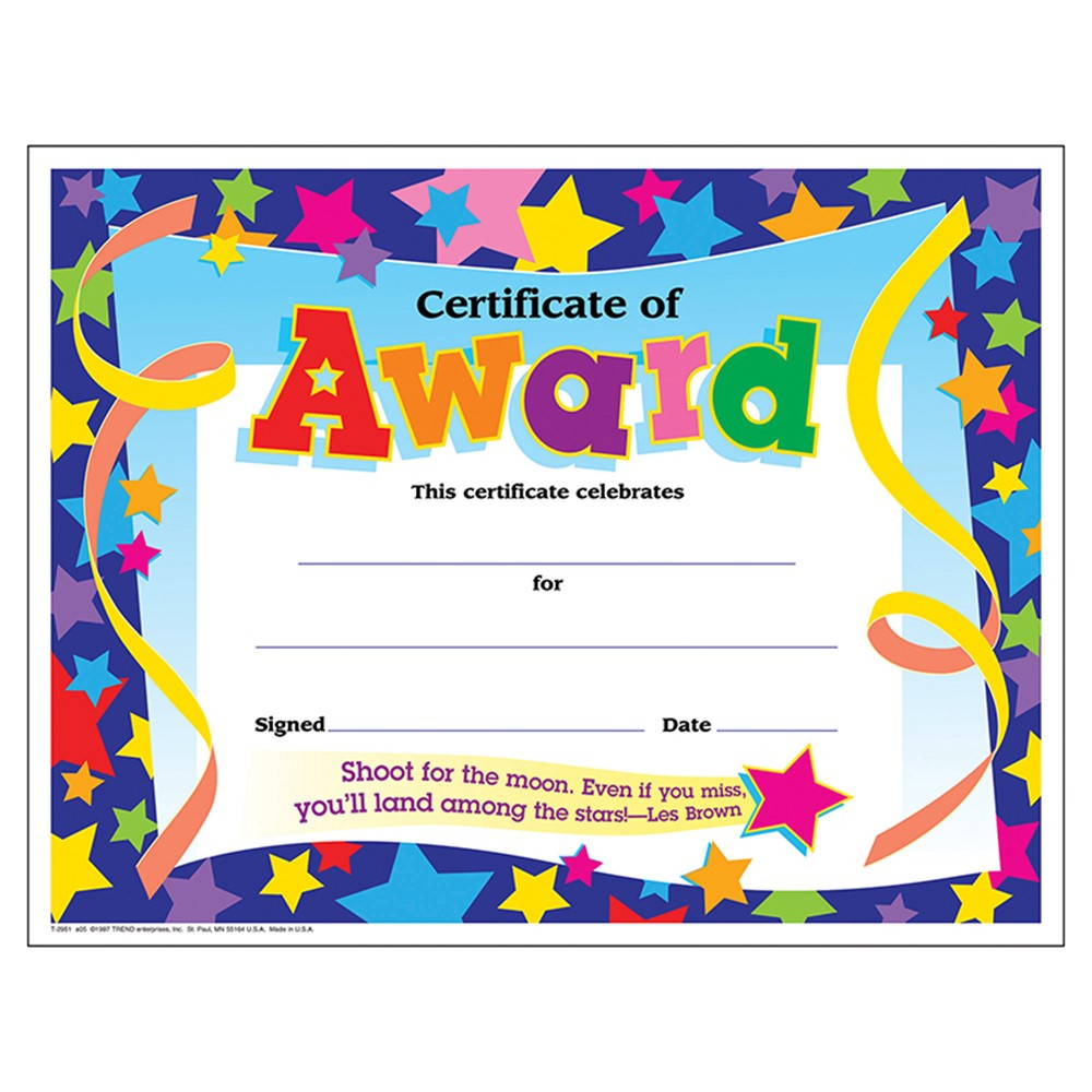 Certificate of Award Colorful Classics Certificates, 30 ct T2951
