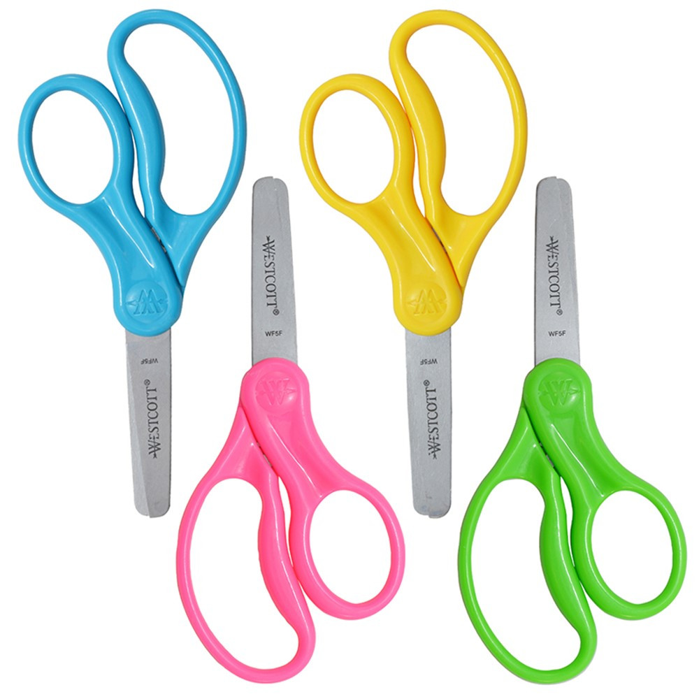 5 Hard Handle Kids Scissors, Blunt, Assorted Colors, Pack of 2 - ACM13168