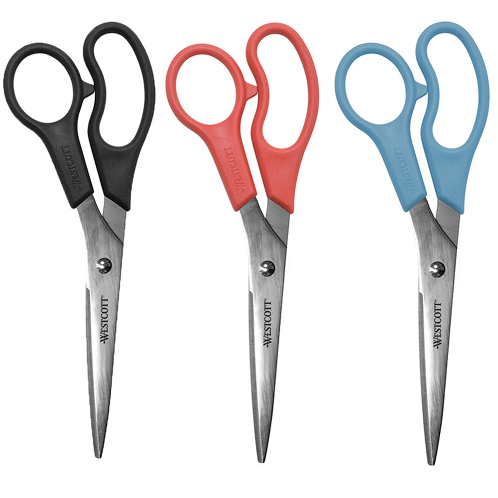 All Purpose Value Scissors, 8" Straight, Assorted Colors, Pack of 3 - ACM13404 | Acme United Corporation | Scissors