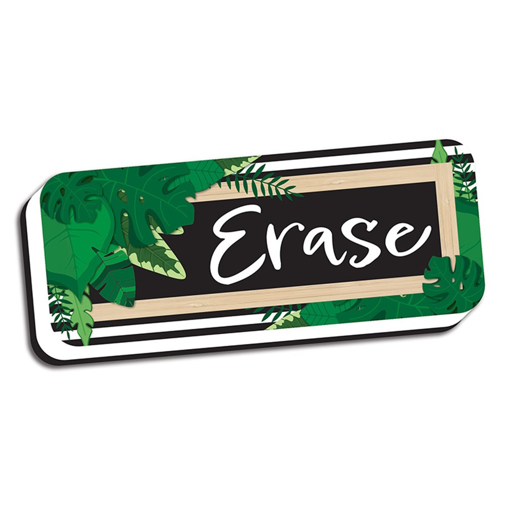 Magnetic Whiteboard Eraser, Boho Style Leaves with Border, 2 x 5" - ASH09986 | Ashley Productions | Erasers"