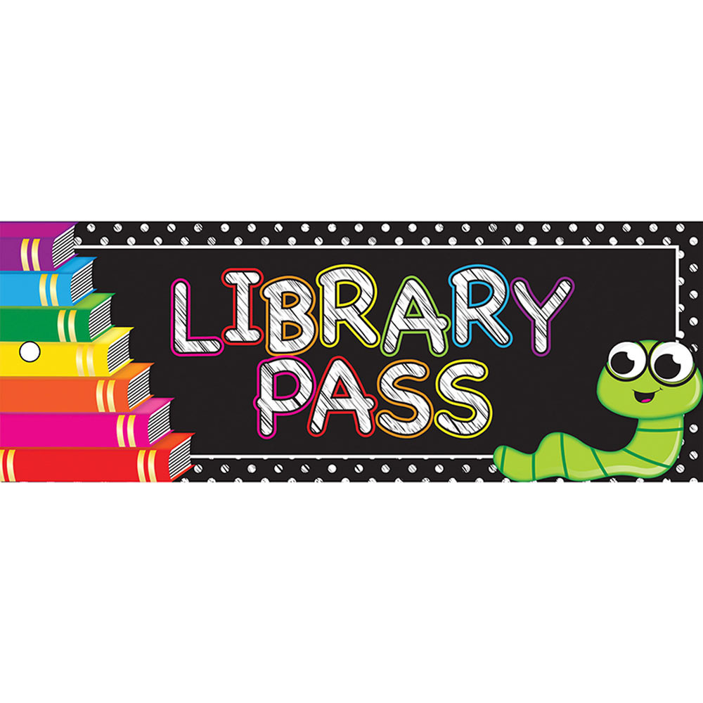 ASH10635 - Library Pass 9X3.5 Books 2 Sided Laminated in Hall Passes