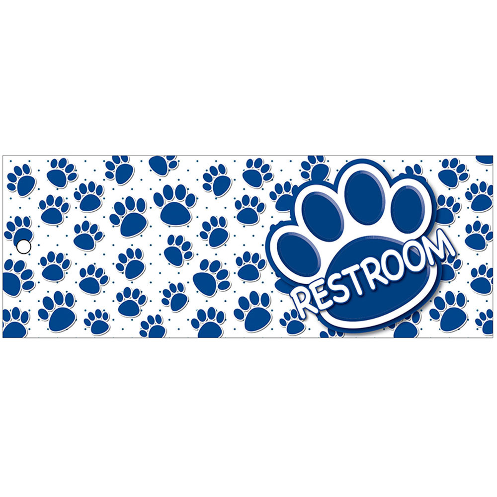 ASH10671 - Restroom Pass Blu Paws Lrg 2 Sd Laminated Print 3.5X9 in Hall Passes
