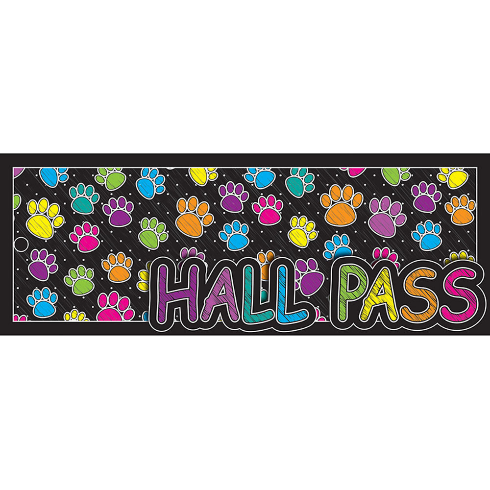ASH10686 - Laminated Hall Pass Colored Paws in Hall Passes