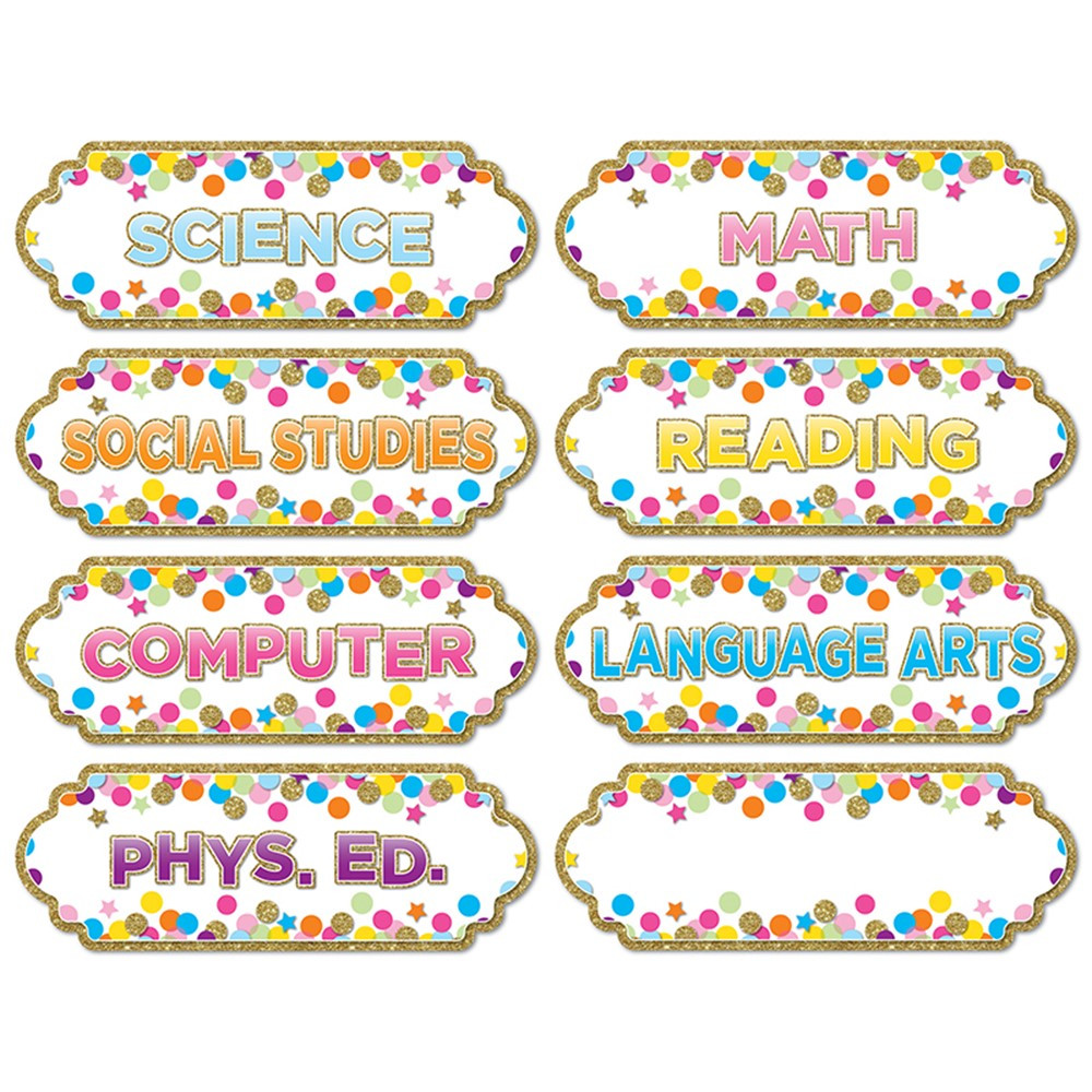 ASH19007 - Magnetic Confetti Classroom Subj in Name Plates