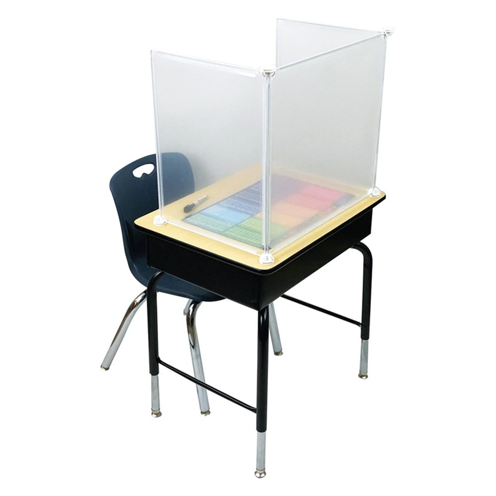PrivacyView, 3-Piece Clear Desktop PPE Plastic Divider, 22W x 20"H x 14"D - ASH50305 | Ashley Productions | Wall Screens"