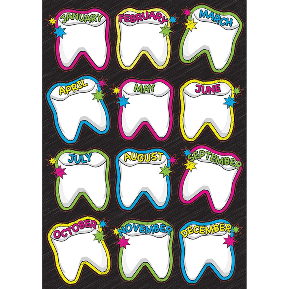 Die-Cut Magnetic Monthly Lost Tooth, 12 Pieces - ASH77810 | Ashley Productions | Accents