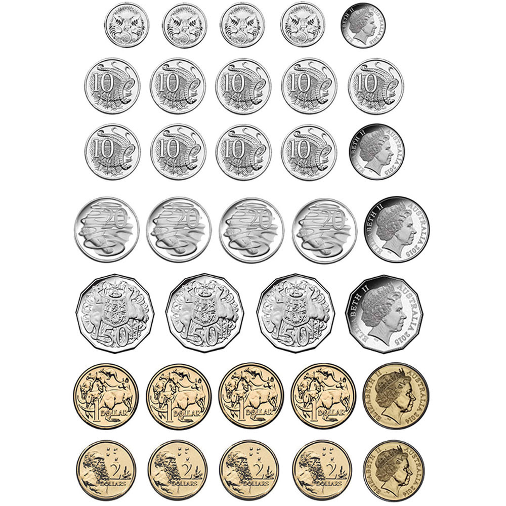 ASH77818 - Magnetic Australian Coin 8X11 34 Pc Set Die Cut Sheet in Die-cut Board Sheets