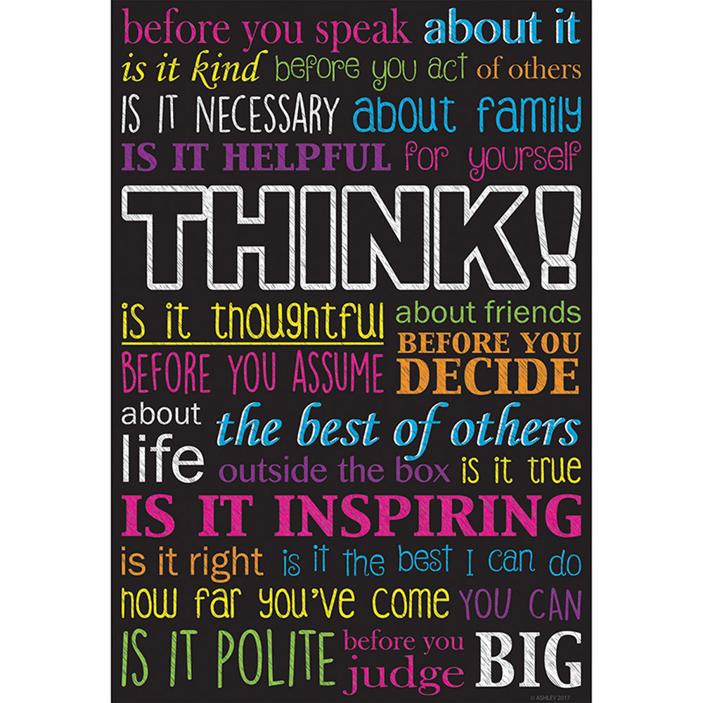 ASH91019 - Think Chart Dry Erase Gl 45 13X19 Smart Poly Surface in Motivational
