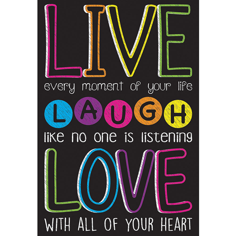 ASH91021 - Live Laugh Love Dry Erase Gl 45M Smart Poly Surface 13X19 Chart in Motivational