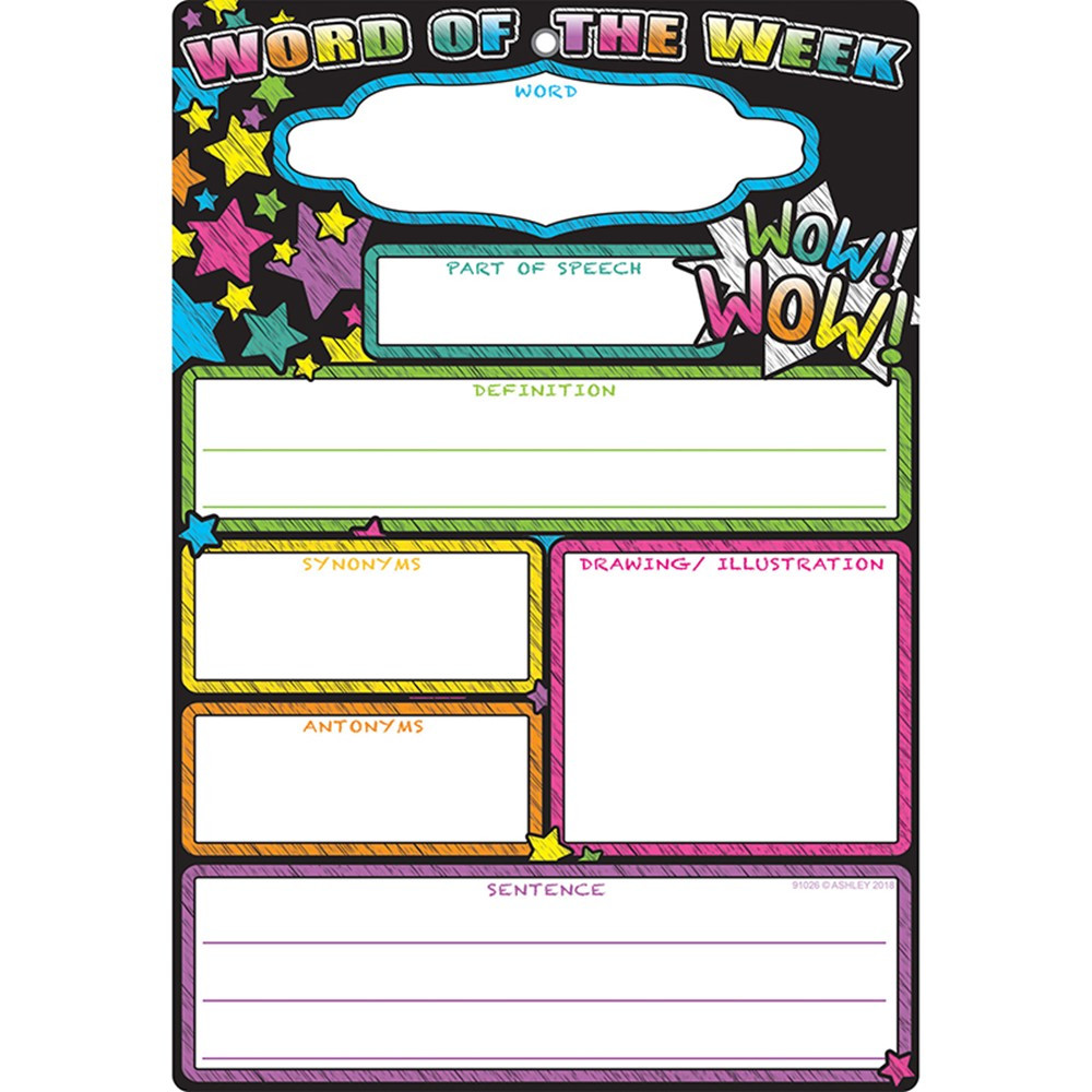 ASH91026 - Smart Word Of The Week Chart 13X19 Dry-Erase Surface in Classroom Theme