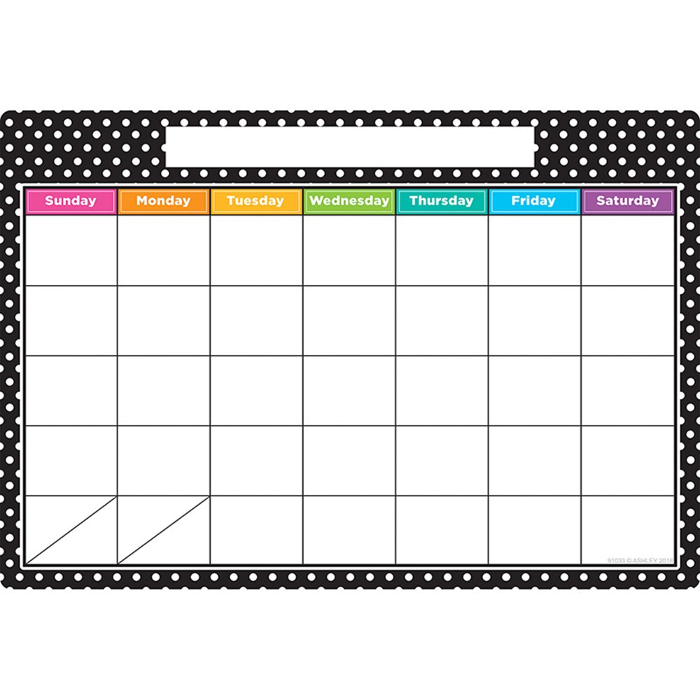 ASH91033 - Smart Black White Plka Dots Calendr Dry-Erase Surface in Classroom Theme
