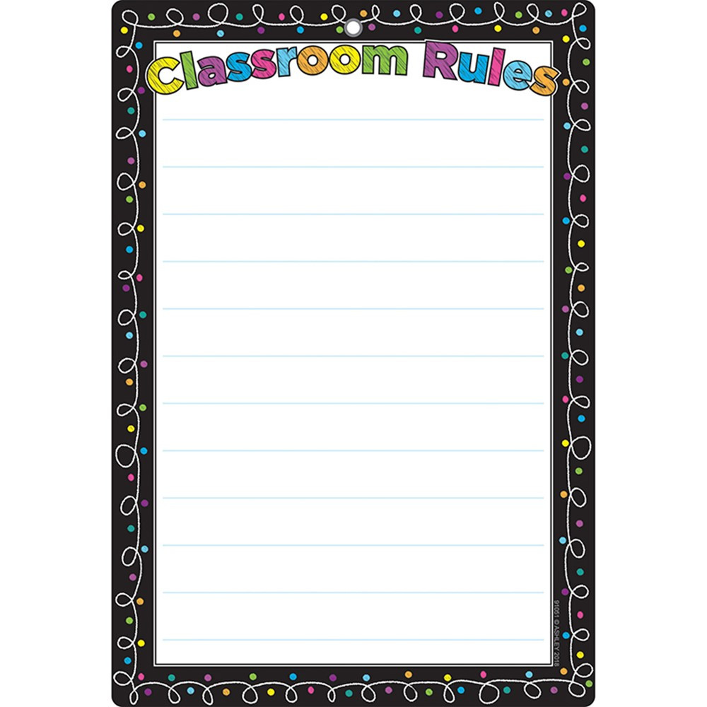 ASH91051 - Chalk Dots W/ Loops Classroom Rules Dry-Erase Surface in Classroom Theme