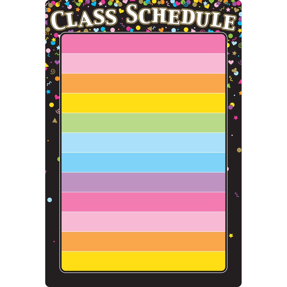 Smart Poly Chart Black Confetti Class Schedule, 13 x 19" - ASH91084 | Ashley Productions | Classroom Theme"