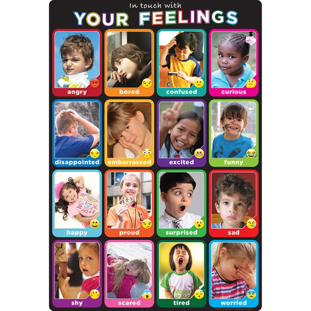 Smart Poly Chart Emotions Photographs, 13 x 19" - ASH91092 | Ashley Productions | Classroom Theme"