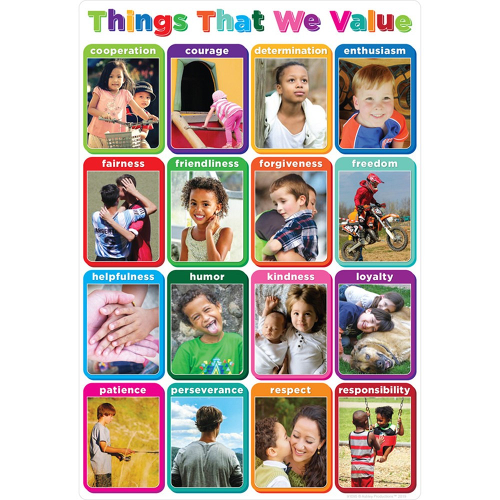 Smart Poly Chart Things We Value 13 x 19" - ASH91095 | Ashley Productions | Classroom Theme"