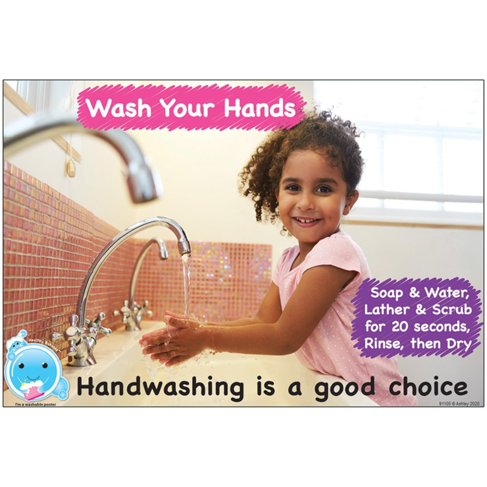 Healthy Bubbles Smart Poly Chart, Handwashing is a Good Choice, 13 x 19" - ASH91105 | Ashley Productions | Classroom Theme"