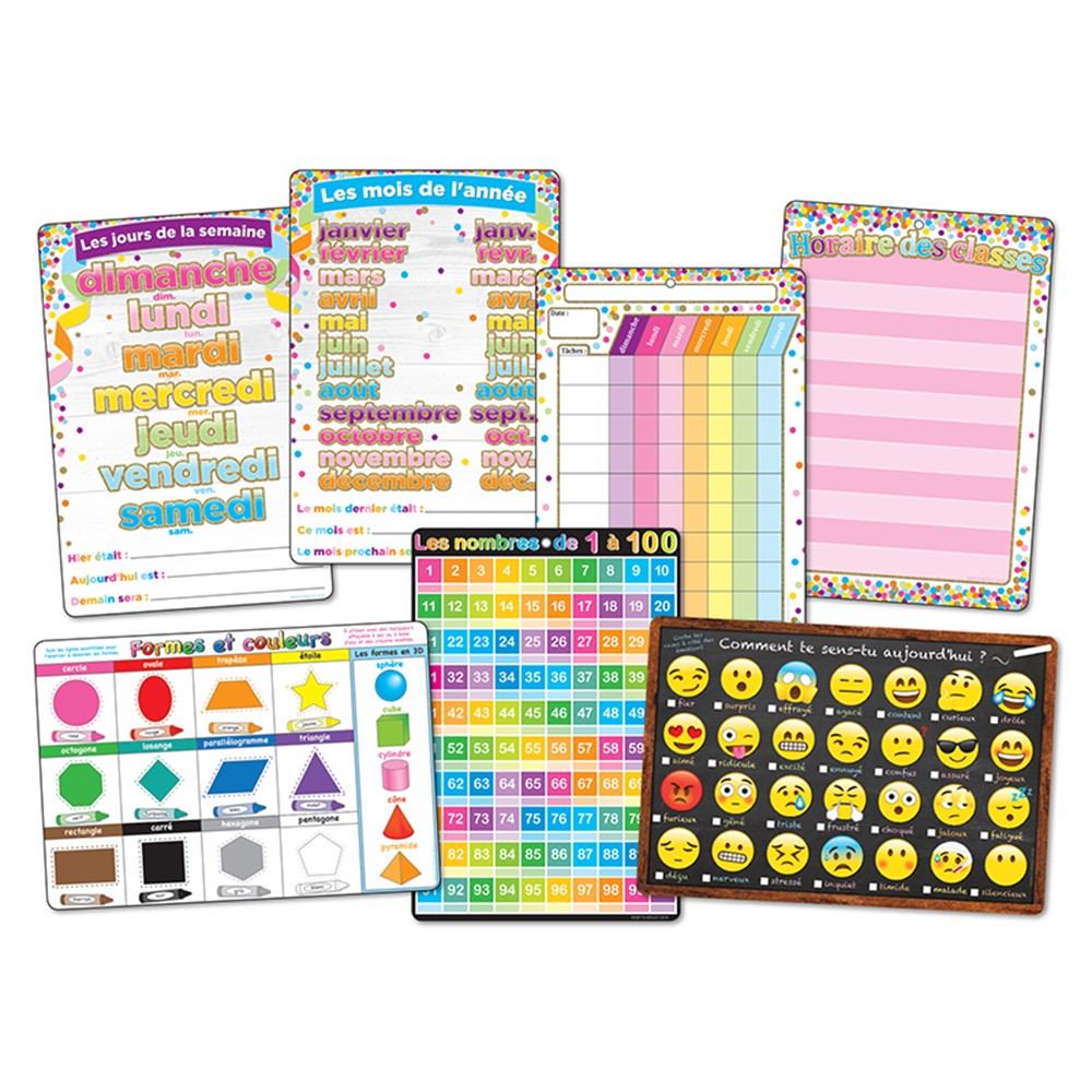 ASH91203 - 7Pk French Immersion Class Charts Smart Poly in Multilingual