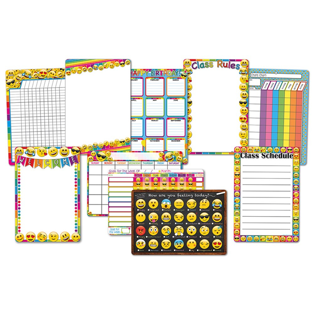 ASH91209 - 10 Pk Emoji Classroom Charts 13X19 Smart Poly in Classroom Theme
