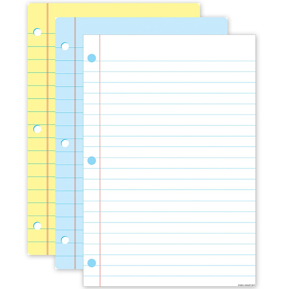 Smart Poly Notetbook Sheets, 13" x 19", 3-Pack: White, Yellow, Blue - ASH91210 | Ashley Productions | Language Arts