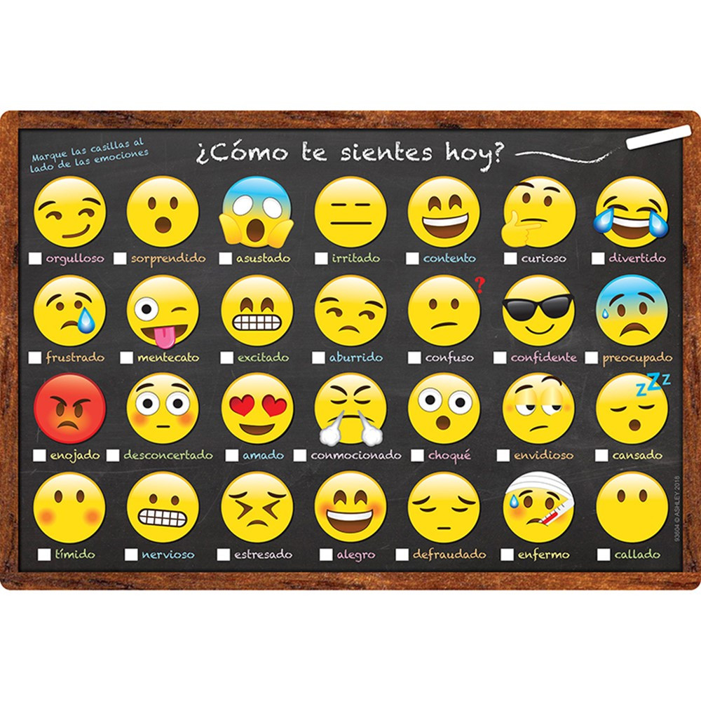 Smart Poly Spanish Chart, 13" x 19", Emoji, Cómo te sientes hoy? (How