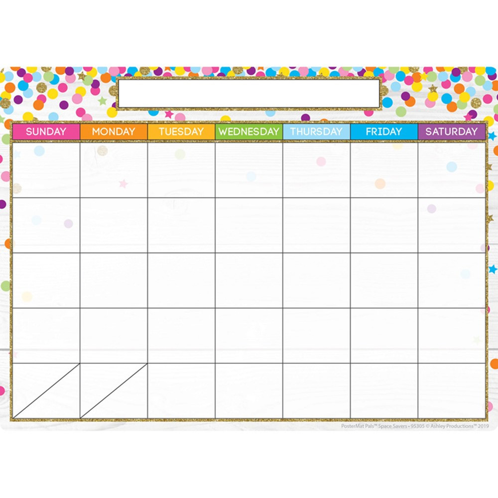 Smart Poly Single Sided PosterMat Pals Space Savers, Calendar Confetti Style, 13 x 9.5" - ASH95305 | Ashley Productions | Miscellaneous"