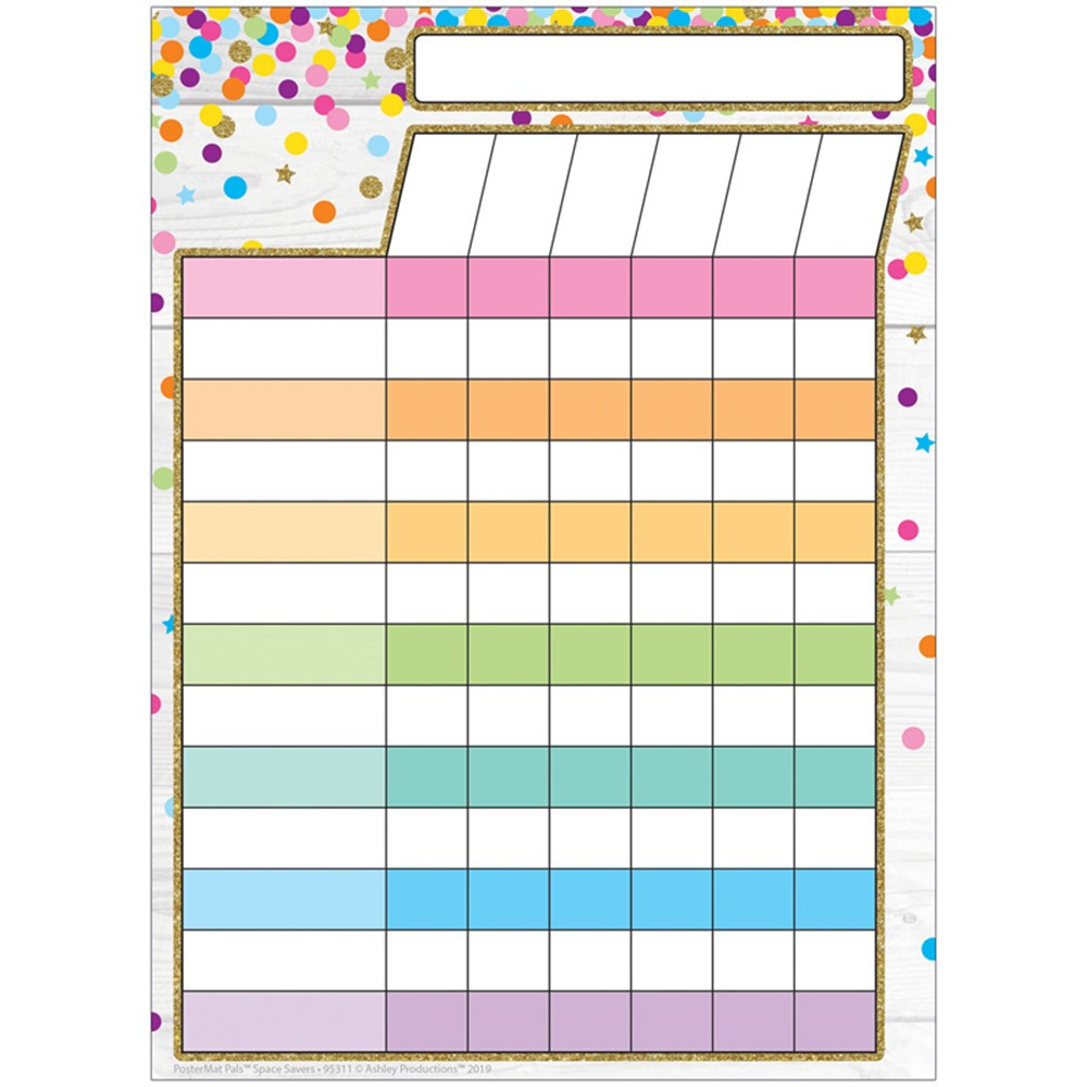 Smart Poly Single Sided PosterMat Pals Space Savers, Incentive Chart Confetti Style, 13 x 9.5" - ASH95311 | Ashley Productions | Miscellaneous"